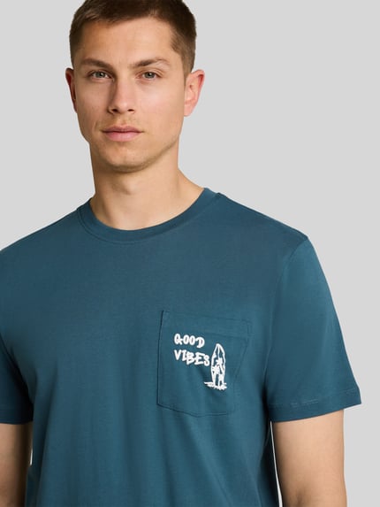 Tom Tailor Denim Regular Fit T-Shirt aus reiner Baumwolle Petrol 3