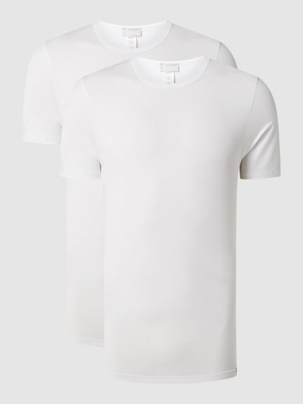HANRO T-Shirt mit Label-Detail im 2er-Pack Modell 'Cotton Essentials' Weiss 1