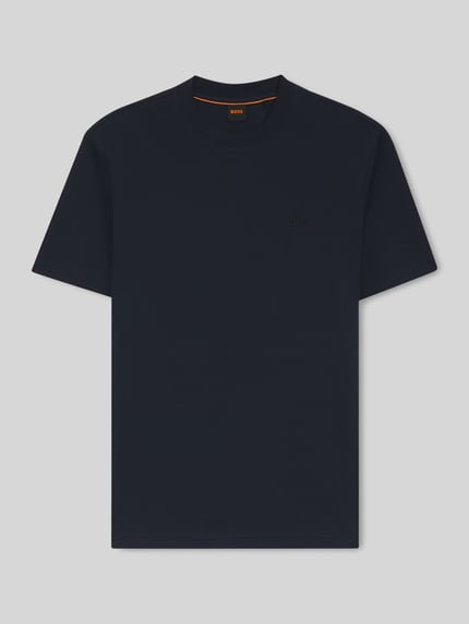 Produktfoto, Regular Fit T-Shirt aus reiner Baumwolle Modell 'TE_INTERLOCK' von BOSS Orange in Optik: Unifarben mit Label-Stitching-Applikation, Rundhals-Ausschnitt, Ärmelform: Kurzarm, Materialverarbeitung: Jersey, Herren T-Shirt