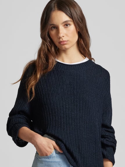 Tom Tailor Denim Strickpullover mit U-Boot-Ausschnitt Dunkelblau 3