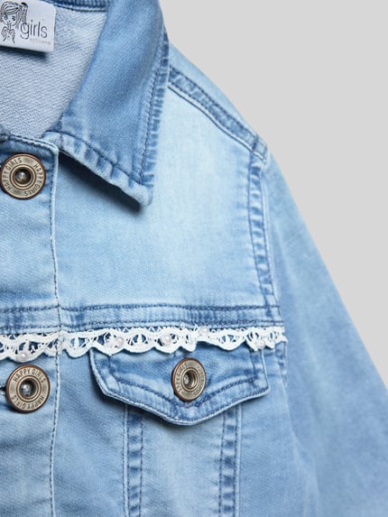Happy Girls Regular fit jeansjack met kanten boord Blauw - 2