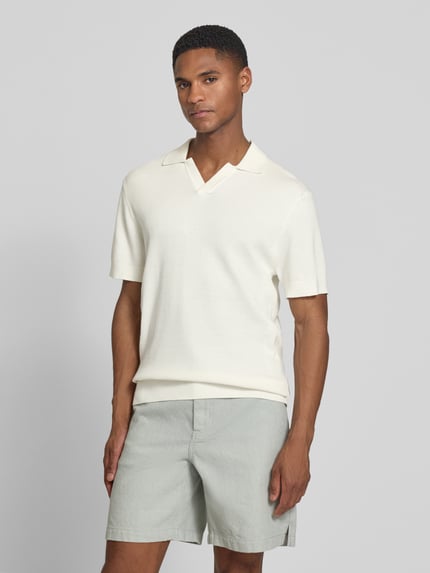 Casual Friday Regular Fit Strick-Poloshirt mit Strukturmuster Modell 'MOSVIK' Offwhite 4