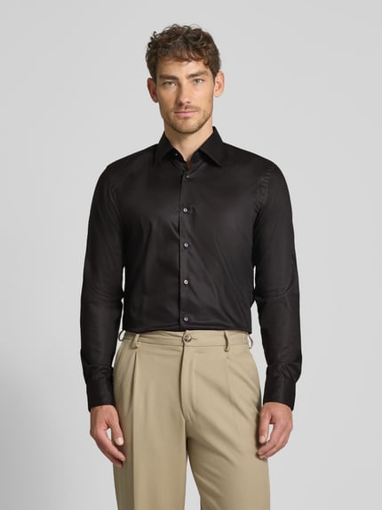 BOSS Slim Fit Business-Hemd mit Kentkragen Modell 'Hank Kent' Black 4