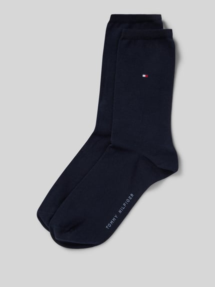 Produktfoto, Socken im 2er-Pack von Tommy Hilfiger in Optik: Unifarben mit Logo-Stickerei, Bundabschluss: elastisch, Material: Baumwoll-Mix mit Stretch-Anteil