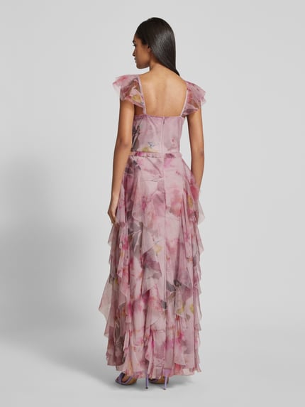 Lace & Beads Abendkleid mit Volants Rosa 5