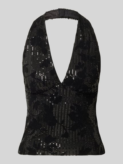 NOISY MAY® Top mit Pailletten Neckholder Black 1
