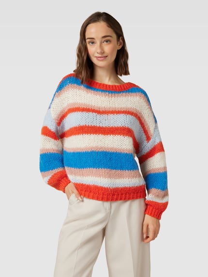 VERO MODA Strickpullover mit Blockstreifen Modell 'LANEY' Rot 4