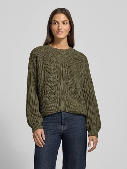 Apricot Sweter z dzianiny z okrągłym dekoltem Khaki 4