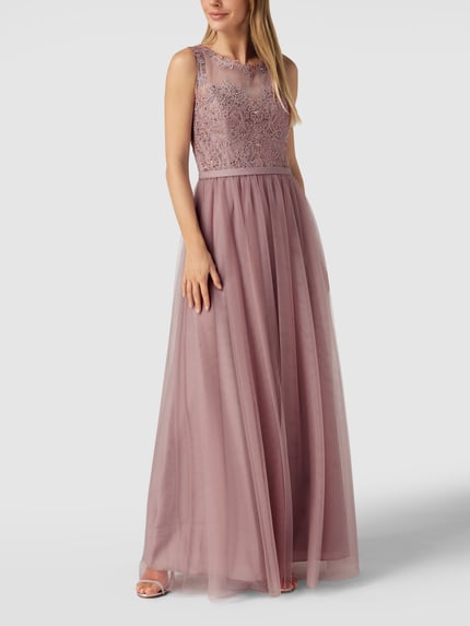Mascara Abendkleid mit Ziersteinbesatz Mauve 1