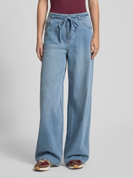 NOISY MAY® Loose Fit Jeans mit Bindegürtel Modell 'MAISY' Hellblau 4