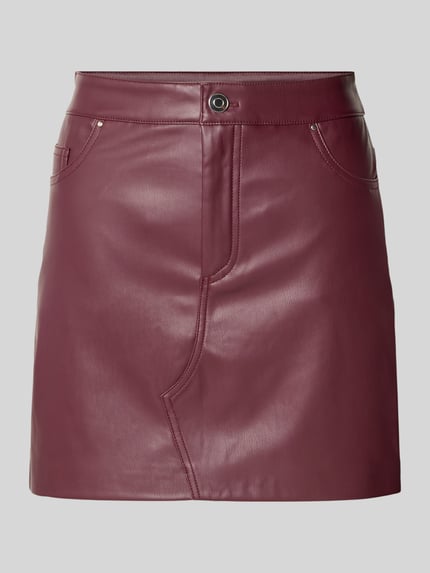 NOISY MAY® Minirok in leerlook, model 'KATE' Donkerrood - 2