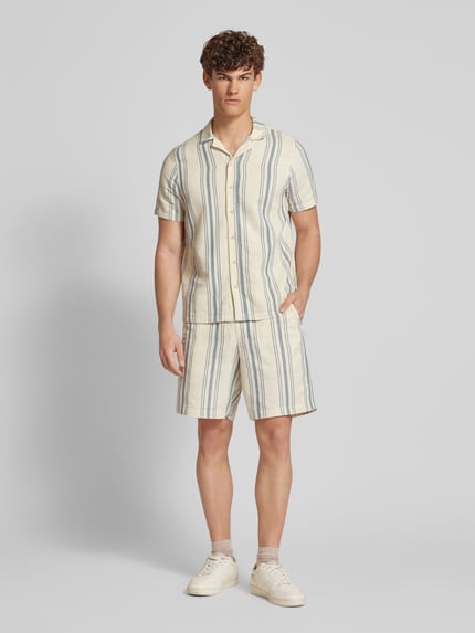 Blend Korte regular fit broek met tunnelkoord, model 'MILES' Rookblauw - 1