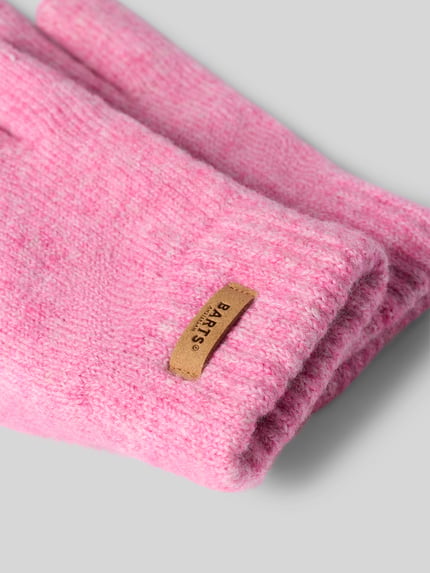 Produktfoto, Handschuhe mit Label-Patch Modell 'Witzia' von Barts in Rosa mit melierter Textur auf grauem Hintergrund, Damen Handschuhe von Barts