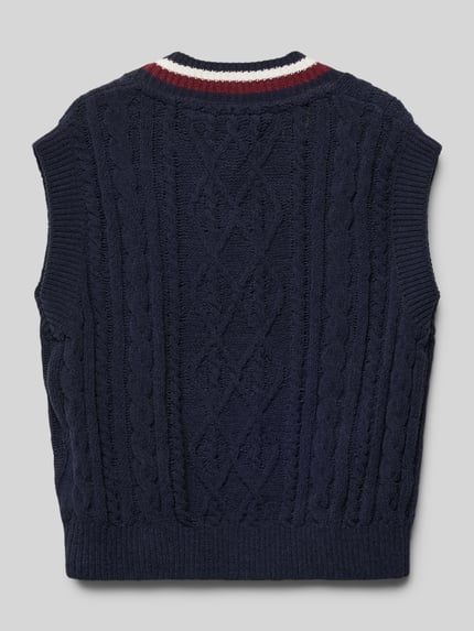 Tommy Hilfiger Teens Pullover mit V-Ausschnitt Modell "GLOBAL" Marine 3