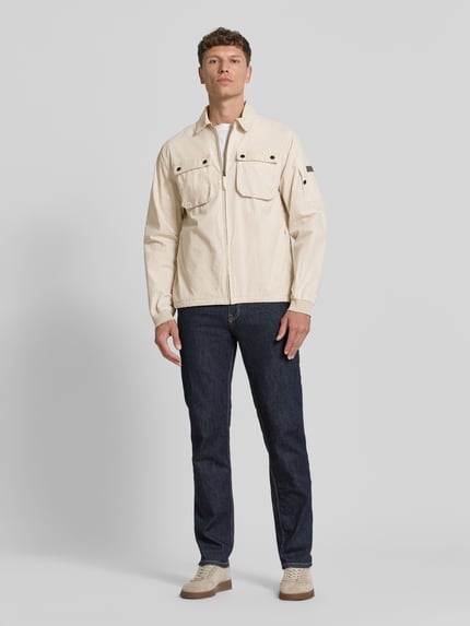 Fynch-Hatton Modern Fit Overshirt mit Label-Patch Modell 'Garmentdye' Offwhite 1