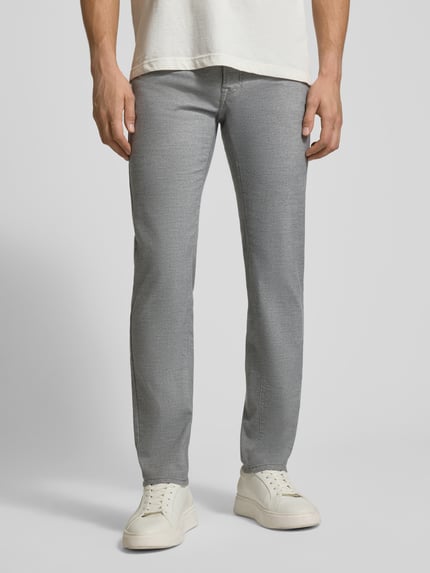 Pierre Cardin Spodnie materiałowe o kroju slim fit z dodatkiem wiskozy model 'Lyon' Srebrny 4