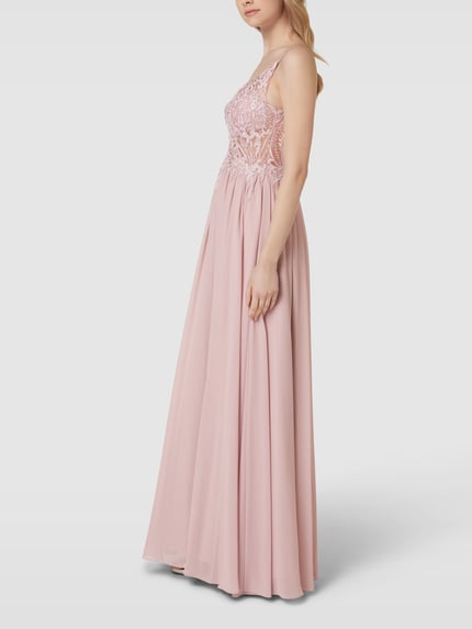 Laona Abendkleid mit floralem Ziersteinbesatz Rosa 4