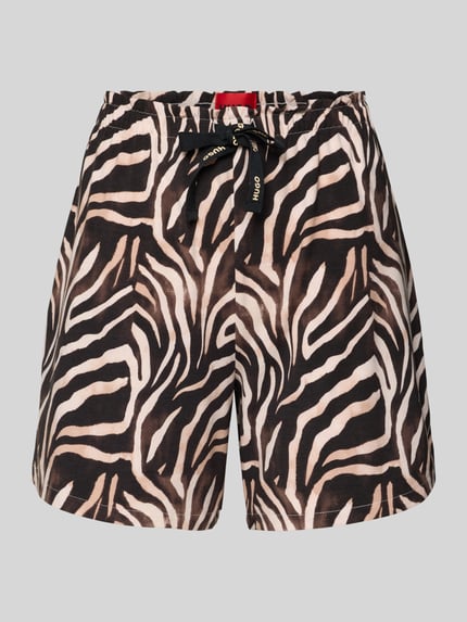 Produktfoto, Regular Fit Pyjama Shorts aus Modal-Mix mit Baumwoll-Anteil van HUGO met dierenprint, elastische tailleband, all-over patroon, stretchmateriaal, zwart-beige tinten