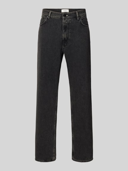 Produktfoto, relaxed fit Heren jeans van closed, puur katoen, knoop- en ritssluiting, 5-pocketmodel, labelpatch achter, zwartgrijs
