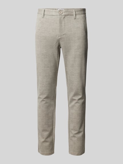 ONLY & SONS Spodnie materiałowe o kroju slim tapered fit z wpuszczanymi kieszeniami model ‘MARK’ Beżowy 2
