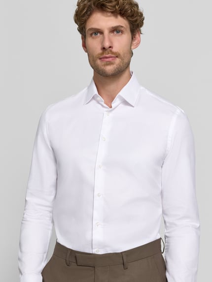 Jake*s Super Slim Fit Businesshemd aus reiner Baumwolle Weiss 3