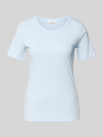 Produktfoto, Regular Fit T-Shirt aus reinem Baumwoll-Interlockjersey von s.Oliver RED LABEL, jasnoniebieski, krój regular fit, gładki, okrągły dekolt, krótki rękaw, miękka tekstura