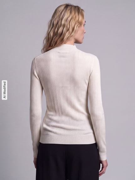 Jake*s Collection Slim Fit Turtleneck-Pullover aus reiner Wolle Offwhite 5