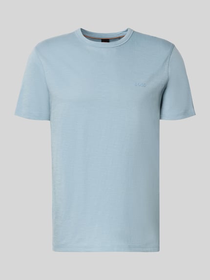 BOSS Orange T-shirt o kroju regular fit z teksturowanej bawełny Model 'TEGOOD' Jasnoniebieski 2