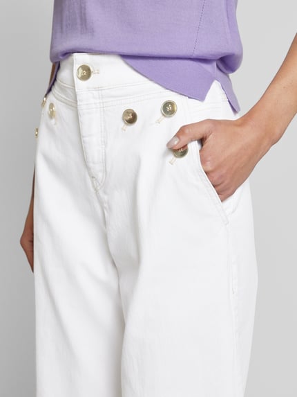 Marc Cain Wide leg jeans met sierknopen Offwhite - 3