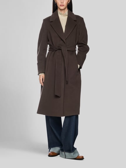 Marc Cain Wollmantel mit Label-Patch Mittelbraun 1