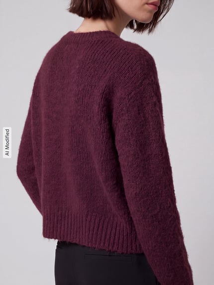 Marc O'Polo DENIM Regular Fit Strickjacke aus Schurwoll-Mix mit Alpaka-Anteil Bordeaux 3
