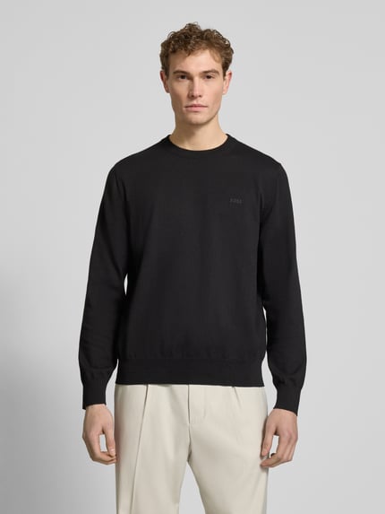 BOSS Regular fit gebreide pullover van puur katoen model 'UPCAS' Zwart - 4