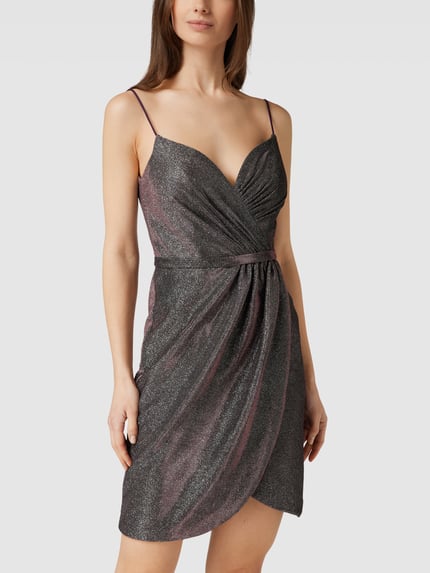 LUXUAR FASHION sukienka koktajlowa w kopertowym stylu Wiśniowy 4