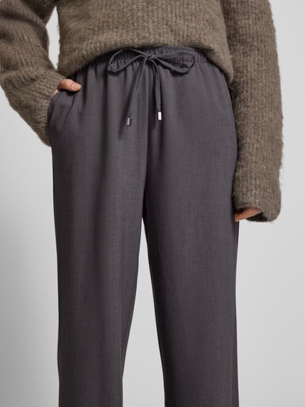 ONLY Baggy fit stoffen broek met elastische band, model 'ISADORA' Antraciet gemêleerd - 3
