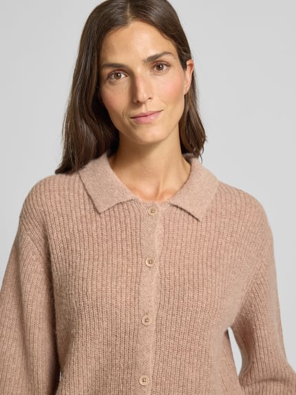Fynch-Hatton Strickjacke mit Umlegekragen Hellbraun 3