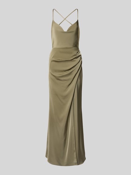 Laona Abendkleid mit V-Ausschnitt und Raffungen Oliv 2