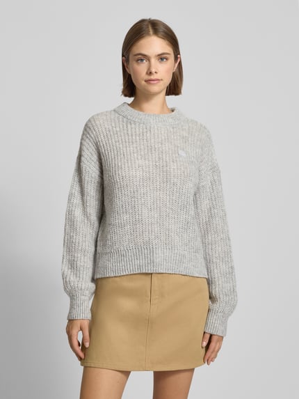 HUGO Blue Relaxed Fit Strickpullover mit Alpaka-Anteil Modell 'SLOGERYNNA_B' Mittelgrau Melange 4