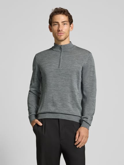 MAERZ Muenchen Bluza o kroju regular fit z czystej żywej wełny Średnioszary 4