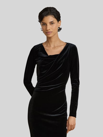 Lauren Ralph Lauren Midikleid mit Wasserfallausschnitt Black 3