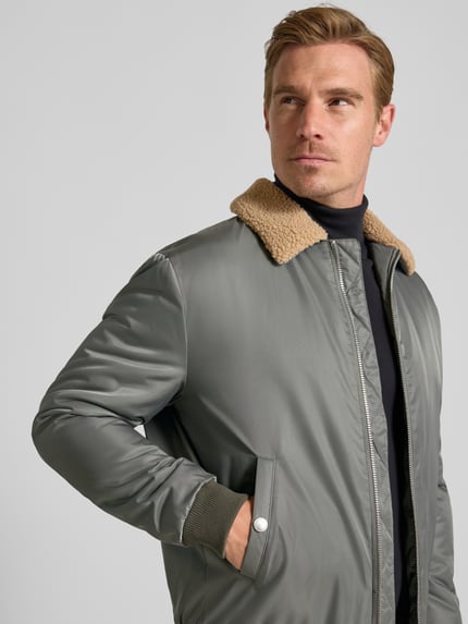 MCNEAL regular fit jack met platte kraag Rietgroen - 3