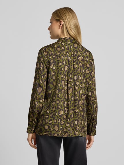 Milano Italy Regular fit blouse met manchetten Kaki - 5