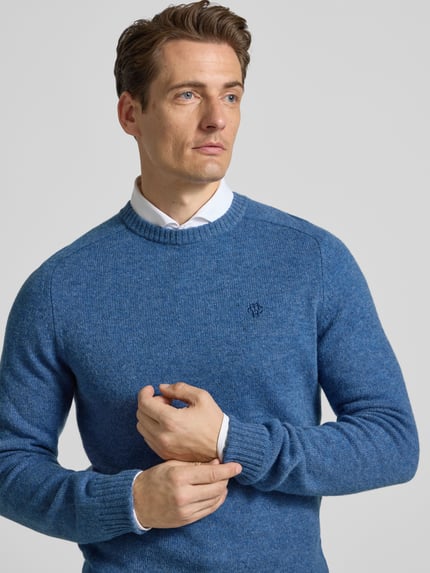 MCNEAL Regular Fit Strickpullover aus reiner Wolle Jeansblau Melange 3