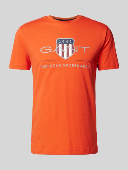 GANT T-shirt met labelprint, model 'ARCHIVE' Oranje - 2
