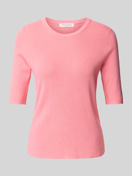 Christian Berg Woman Strickpullover mit geripptem Rundhalsausschnitt Pink 2