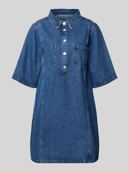 Produktfoto, Jeanskleid mit Brusttaschen Modell 'Mola' von LOLLYS LAUNDRY, blau, gerader Schnitt, Knopfleiste, Baumwoll-Mix