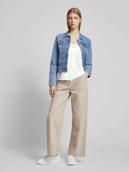 PIECES Relaxed Fit Blusentop mit Spitzenbesatz Modell 'TIFFANY' Weiss 1