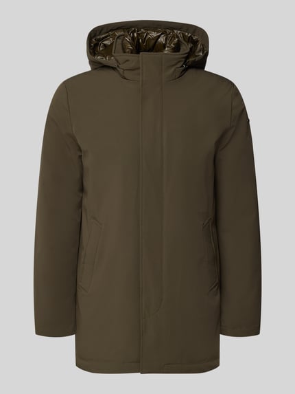 Produktfoto, Parka mit Kapuze und Eingrifftaschen van Geox in olijfgroen, regular fit, ritssluiting, steekzakken, heren, gladde textuur