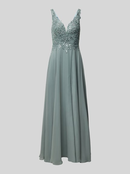 Laona Abendkleid mit Ziersteinbesatz Schilf 2