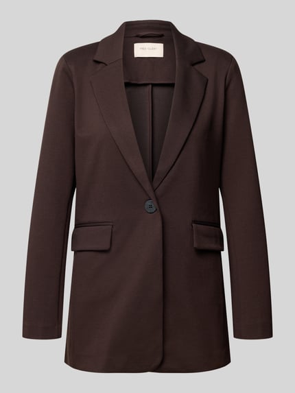 Produktfoto, Regular Fit Blazer mit Viskose-Anteil Modell 'Nanni' von FREE/QUENT, dunkelbraun, Reverskragen, Klappentaschen, glatte Textur