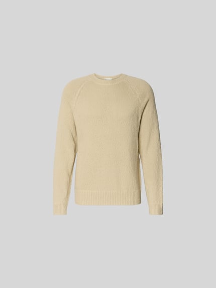 Produktfoto, Regular Fit Pullover in Strick-Optik von Closed, czysta bawełna, krój regular fit, okrągły dekolt, elastyczne wykończenia, długość tyłu w rozmiarze M: 64 cm, jasnobeżowy, drobna tekstura dzianiny
